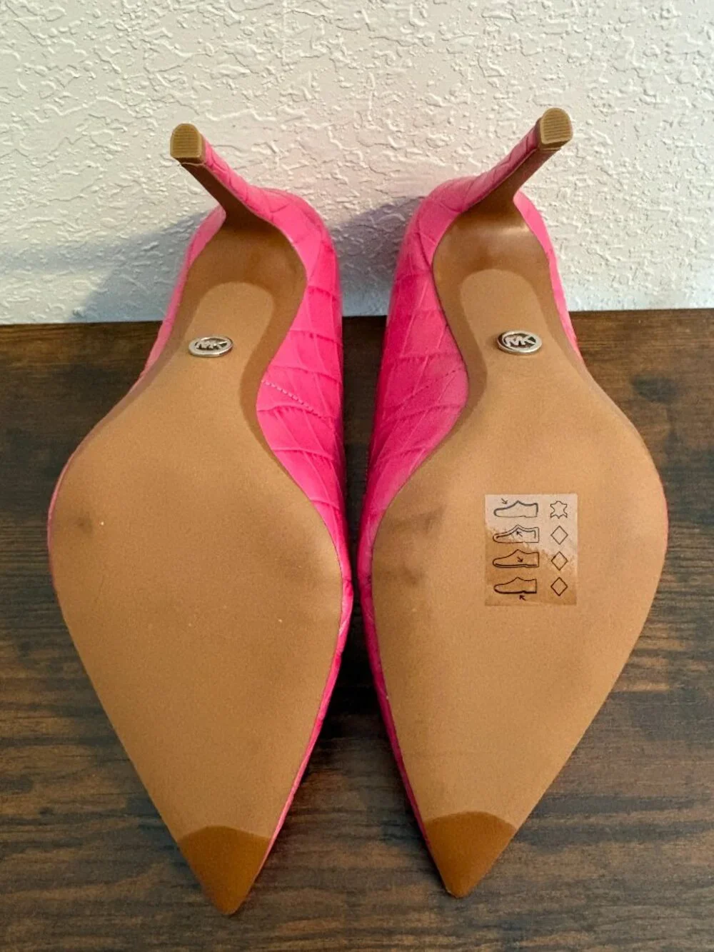 Pink Michael Kors Keke Crocodile Embossed Leather Pumps